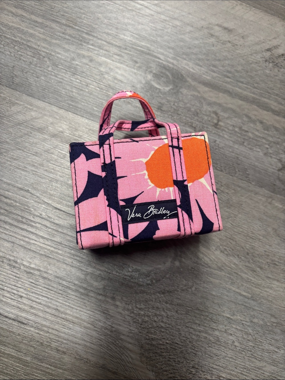 Vera Bradley Pink Floral Mini Satchel with Orange Accent